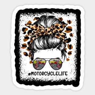 Biker Hair Don't Care Biker Women Messy Bun Mother's Day Sticker